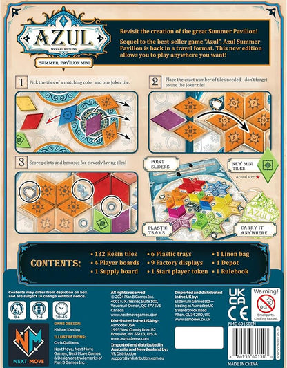 Azul Summer Pavilion Mini Board Game - Portable Travel Edition