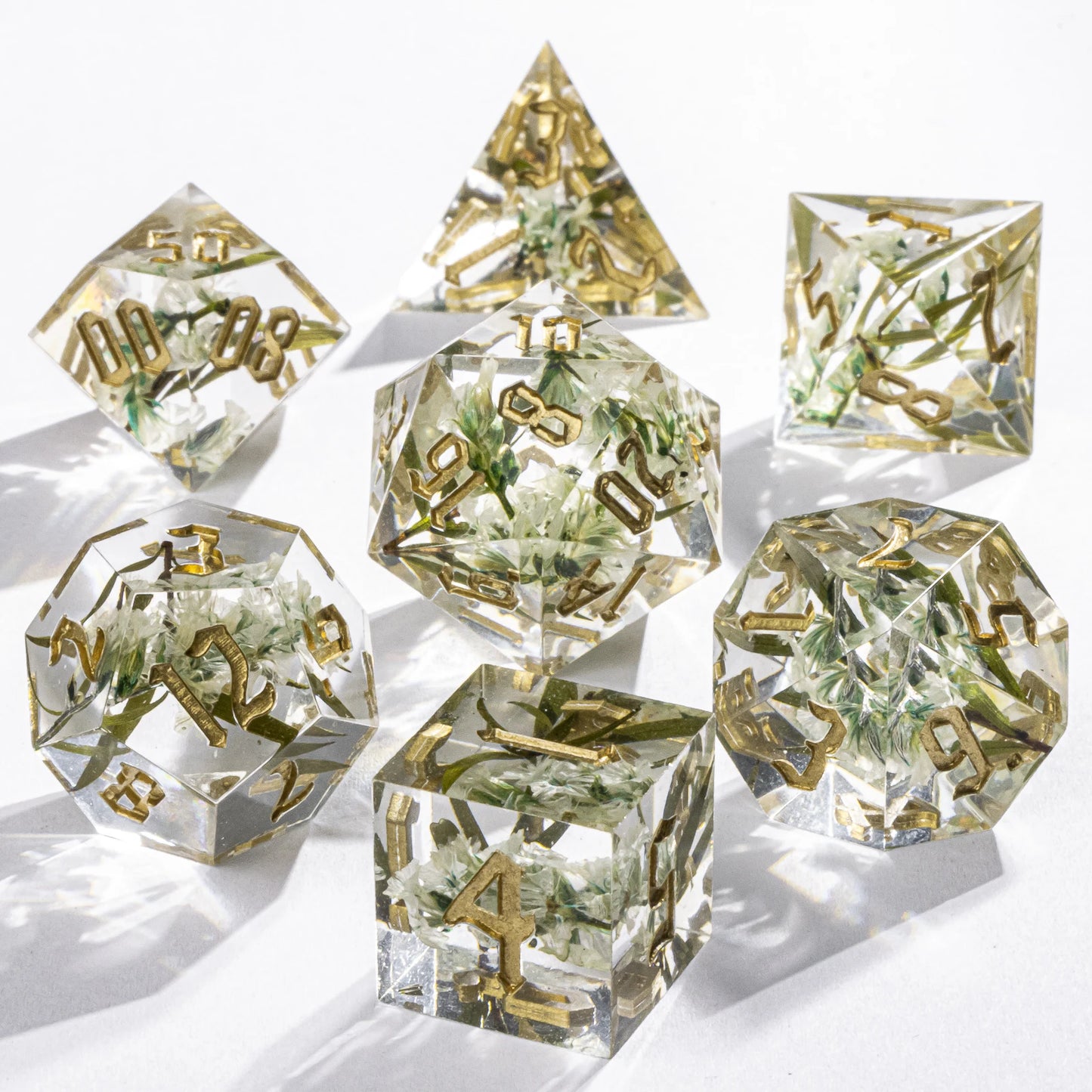 DnD Handmade Resin Dice, Polyhedral Dice Set for Dungeons and Dragons, d and d dice, Sharp Edged Resin D&D Dice, D20 Dice