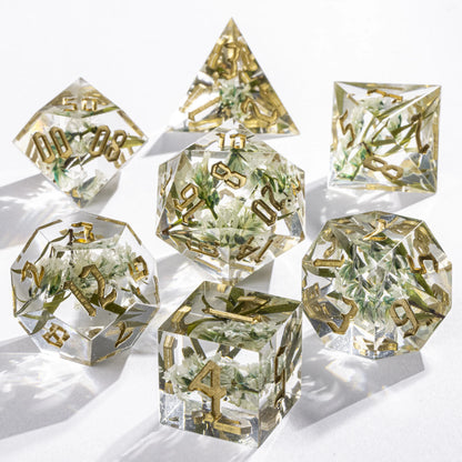 DnD Handmade Resin Dice, Polyhedral Dice Set for Dungeons and Dragons, d and d dice, Sharp Edged Resin D&D Dice, D20 Dice