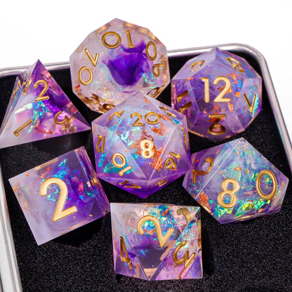 Handmade Resin Sharp Edge D&D Dice for Dungeons and Dragon Tabletop Games, Black Dice Polyhedral D&D Dice