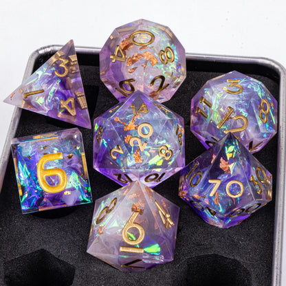 DnD Handmade Resin Dice, Polyhedral Dice Set for Dungeons and Dragons, d and d dice, Sharp Edged Resin D&D Dice, D20 Dice