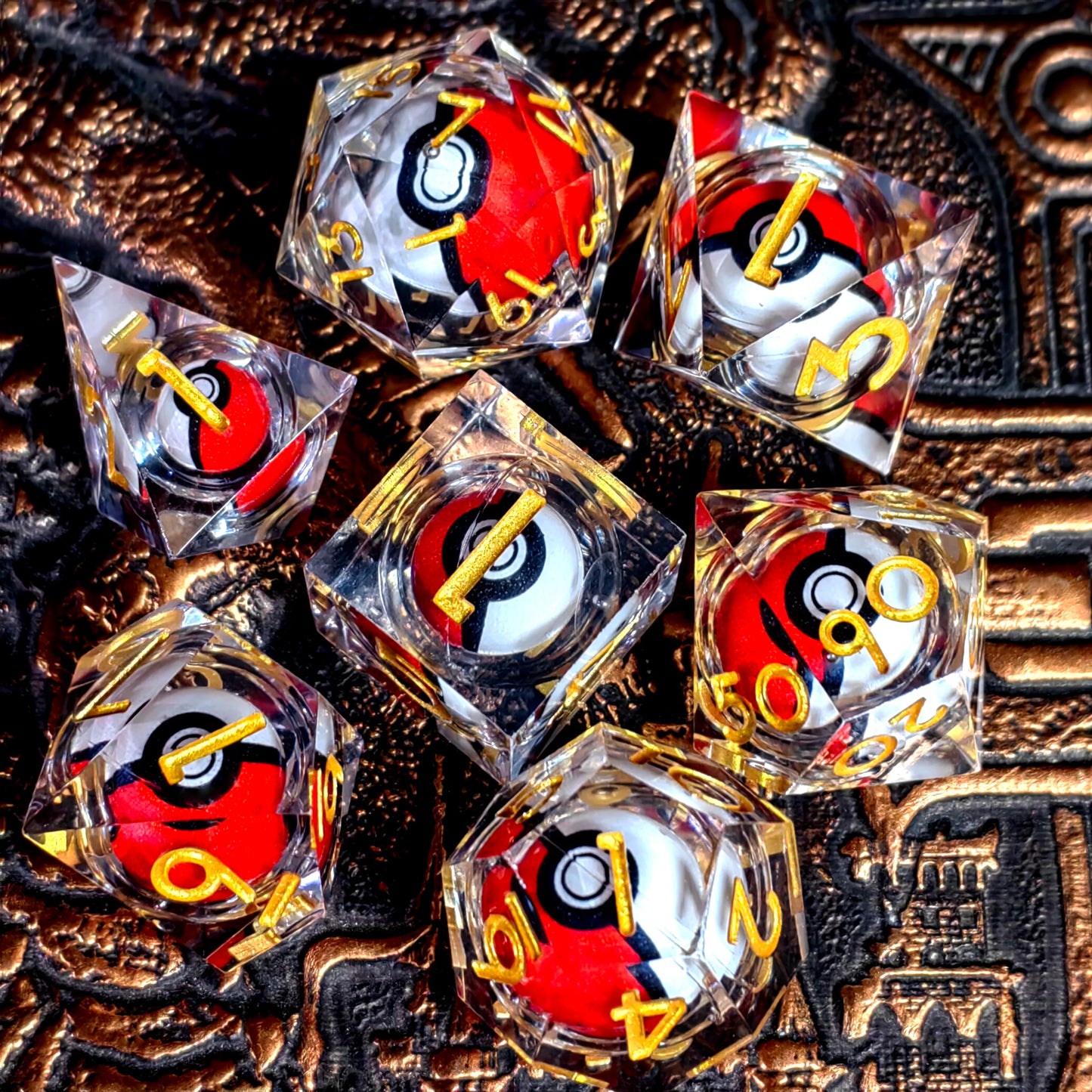 DnD Dice Set with Spinning Dragon Eye Core, 7-Piece Polyhedral , Light Purple Dice for Dungeons & Dragons, RPG Tabletop Games