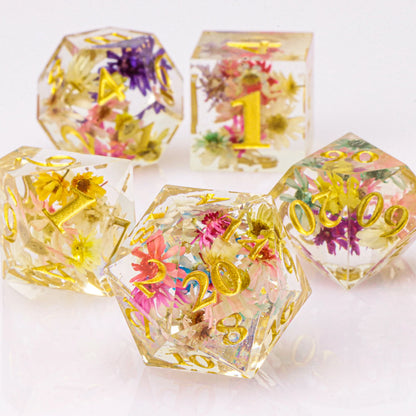 DnD Handmade Resin Dice, Polyhedral Dice Set for Dungeons and Dragons, d and d dice, Sharp Edged Resin D&D Dice, D20 Dice
