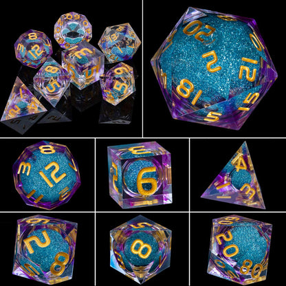 D&D Liquid Flow Core Dice & Liquid Activity Eye & Ring Sharp Edge D and D  Dungeon and Dragon Pathfinder Role Playing Games Dice
