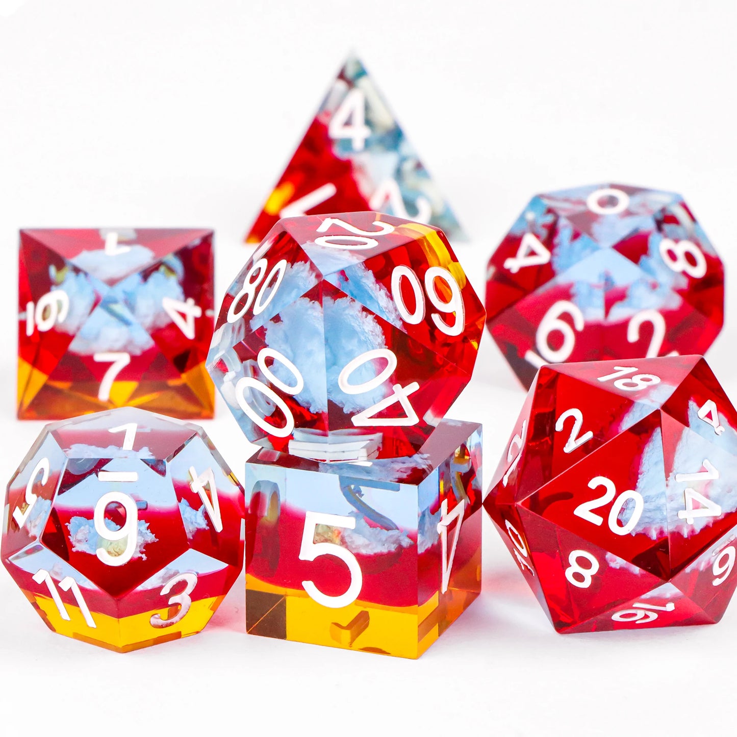 DnD Handmade Resin Dice, Polyhedral Dice Set for Dungeons and Dragons, d and d dice, Sharp Edged Resin D&D Dice, D20 Dice
