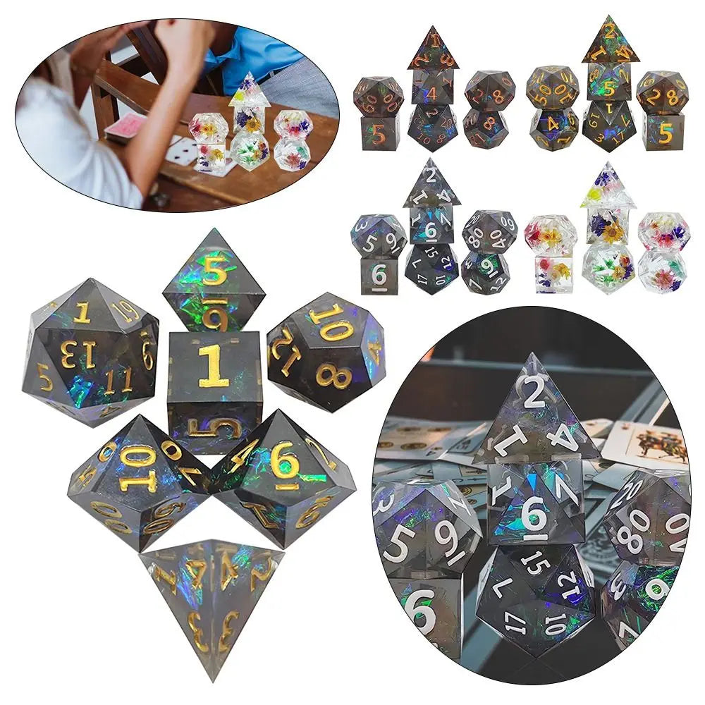 Resin Dices Polyhedral Dice 7Pcs Set Table Games Accessory D6 D8 D10 D12 D20 For D&d DND Entertainment Supplies