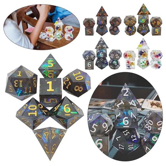 Resin Dices Polyhedral Dice 7Pcs Set Table Games Accessory D6 D8 D10 D12 D20 For D&d DND Entertainment Supplies