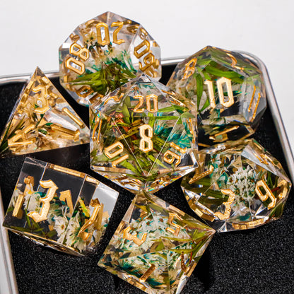 Handmade Resin Sharp Edge D&D Dice for Dungeons and Dragon Tabletop Games, Black Dice Polyhedral D&D Dice