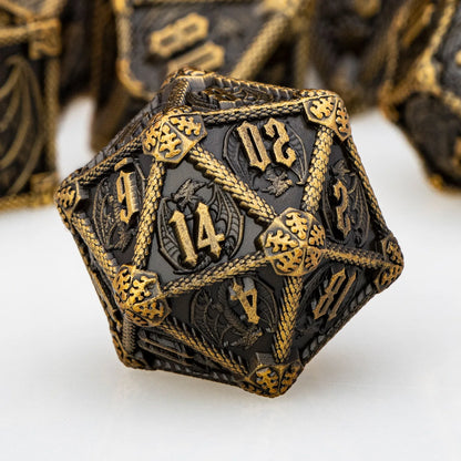 DND Dice Metal Dragon Dice Set Dungeon and Dragon D&D Polyhedral Dice RPG D and D Role Playing Games D20 D12 D10 D8 D6