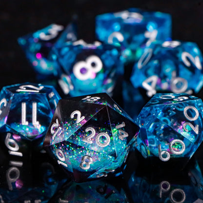 Handmade Resin Sharp Edge D&D Dice for Dungeons and Dragon Tabletop Games, Black Dice Polyhedral D&D Dice