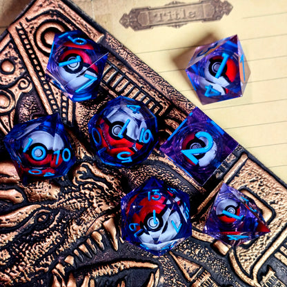 DnD Dice Set with Spinning Dragon Eye Core, 7-Piece Polyhedral , Light Purple Dice for Dungeons & Dragons, RPG Tabletop Games
