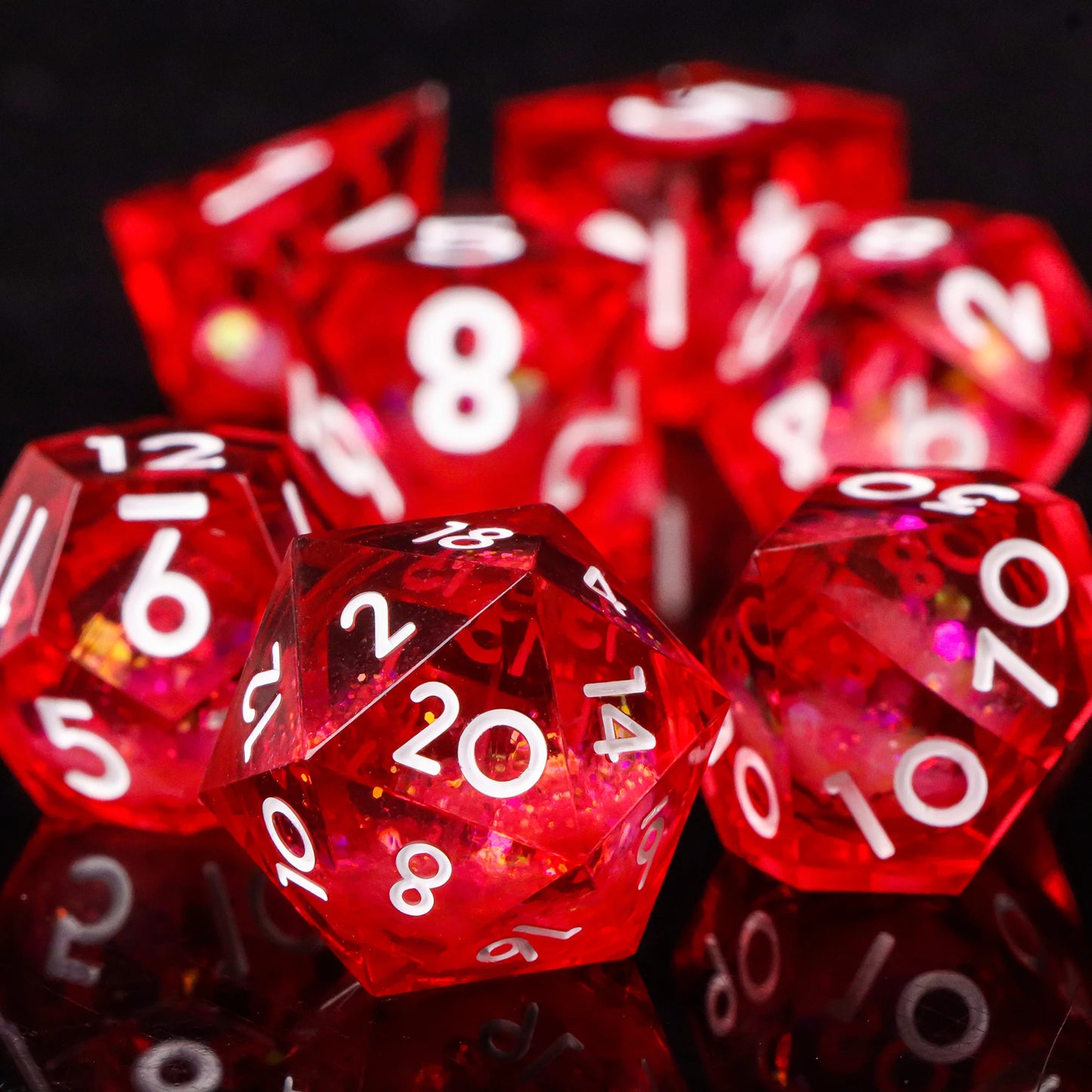 Handmade Resin Sharp Edge D&D Dice for Dungeons and Dragon Tabletop Games, Black Dice Polyhedral D&D Dice