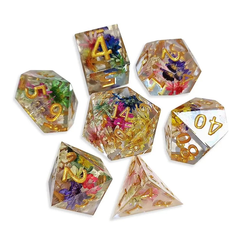 Resin Dices Polyhedral Dice 7Pcs Set Table Games Accessory D6 D8 D10 D12 D20 For D&d DND Entertainment Supplies