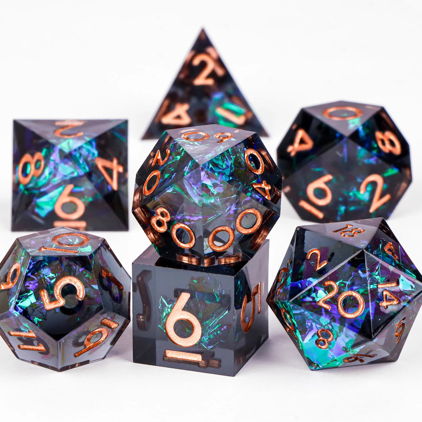 DnD Handmade Resin Dice, Polyhedral Dice Set for Dungeons and Dragons, d and d dice, Sharp Edged Resin D&D Dice, D20 Dice