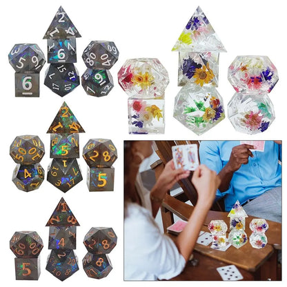 Resin Dices Polyhedral Dice 7Pcs Set Table Games Accessory D6 D8 D10 D12 D20 For D&d DND Entertainment Supplies