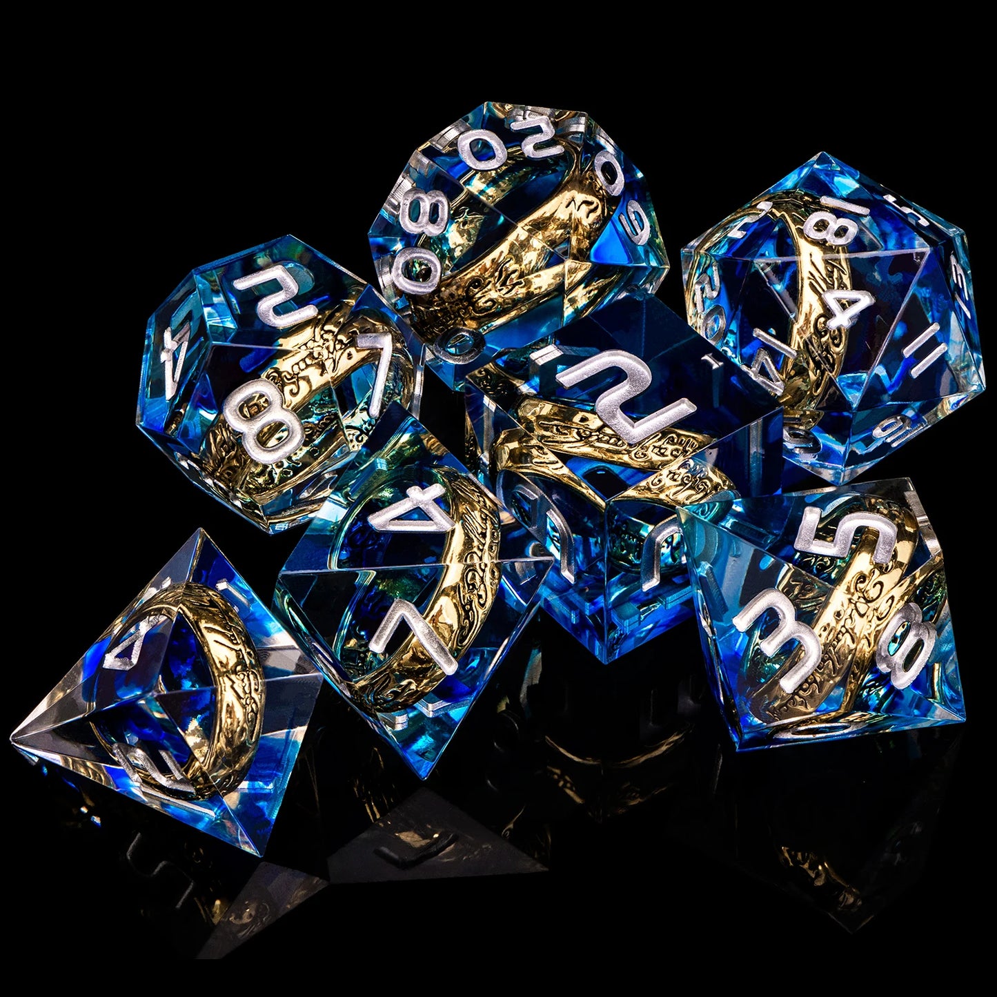 D&D Liquid Flow Core Dice & Liquid Activity Eye & Ring Sharp Edge D and D  Dungeon and Dragon Pathfinder Role Playing Games Dice