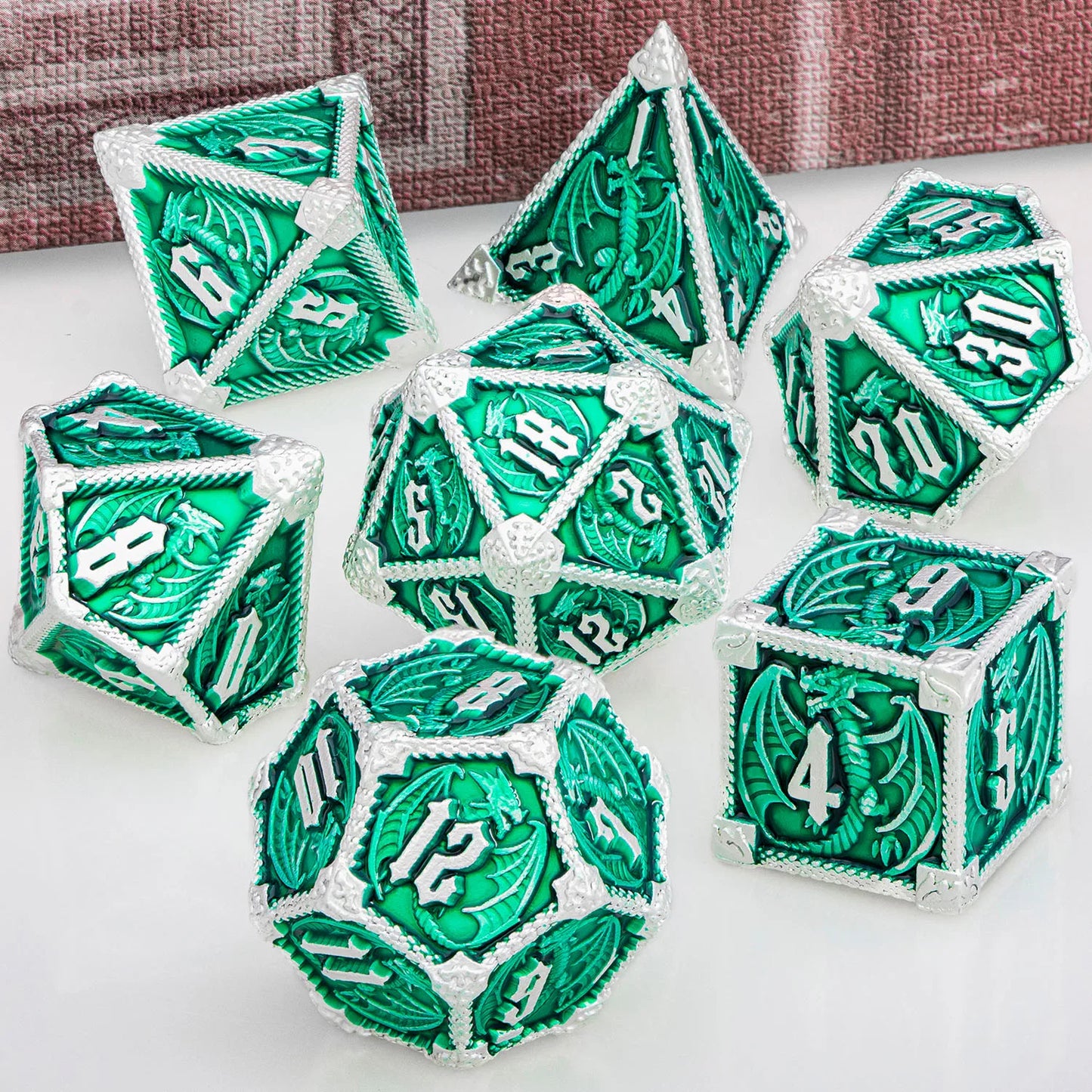 DND Dice Metal Dragon Dice Set Dungeon and Dragon D&D Polyhedral Dice RPG D and D Role Playing Games D20 D12 D10 D8 D6