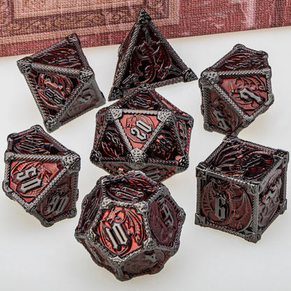 DND Dice Metal Dragon Dice Set Dungeon and Dragon D&D Polyhedral Dice RPG D and D Role Playing Games D20 D12 D10 D8 D6