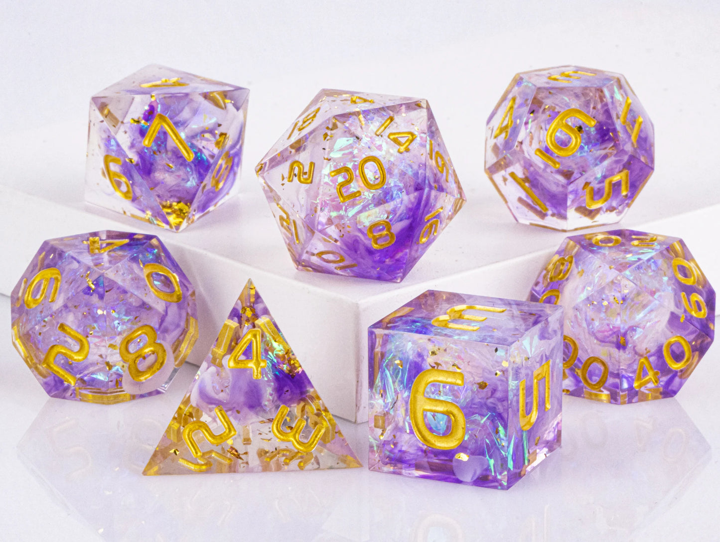 DnD Handmade Resin Dice, Polyhedral Dice Set for Dungeons and Dragons, d and d dice, Sharp Edged Resin D&D Dice, D20 Dice
