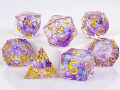 DnD Handmade Resin Dice, Polyhedral Dice Set for Dungeons and Dragons, d and d dice, Sharp Edged Resin D&D Dice, D20 Dice