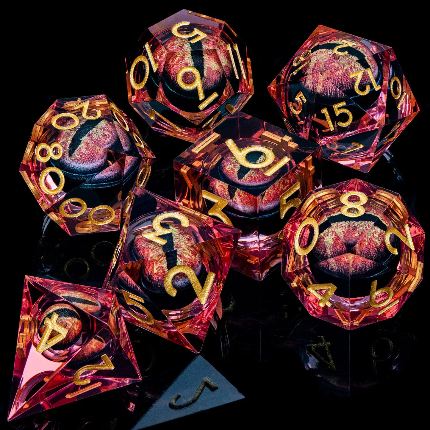 D&D Liquid Flow Core Dice & Liquid Activity Eye & Ring Sharp Edge D and D  Dungeon and Dragon Pathfinder Role Playing Games Dice