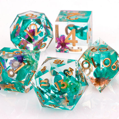 DnD Handmade Resin Dice, Polyhedral Dice Set for Dungeons and Dragons, d and d dice, Sharp Edged Resin D&D Dice, D20 Dice