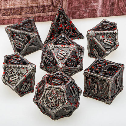 DND Dice Metal Dragon Dice Set Dungeon and Dragon D&D Polyhedral Dice RPG D and D Role Playing Games D20 D12 D10 D8 D6