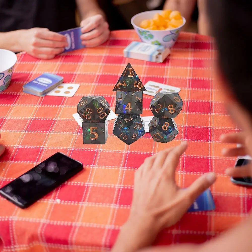 Resin Dices Polyhedral Dice 7Pcs Set Table Games Accessory D6 D8 D10 D12 D20 For D&d DND Entertainment Supplies