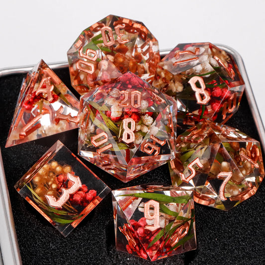 Handmade Resin Sharp Edge D&D Dice for Dungeons and Dragon Tabletop Games, Black Dice Polyhedral D&D Dice