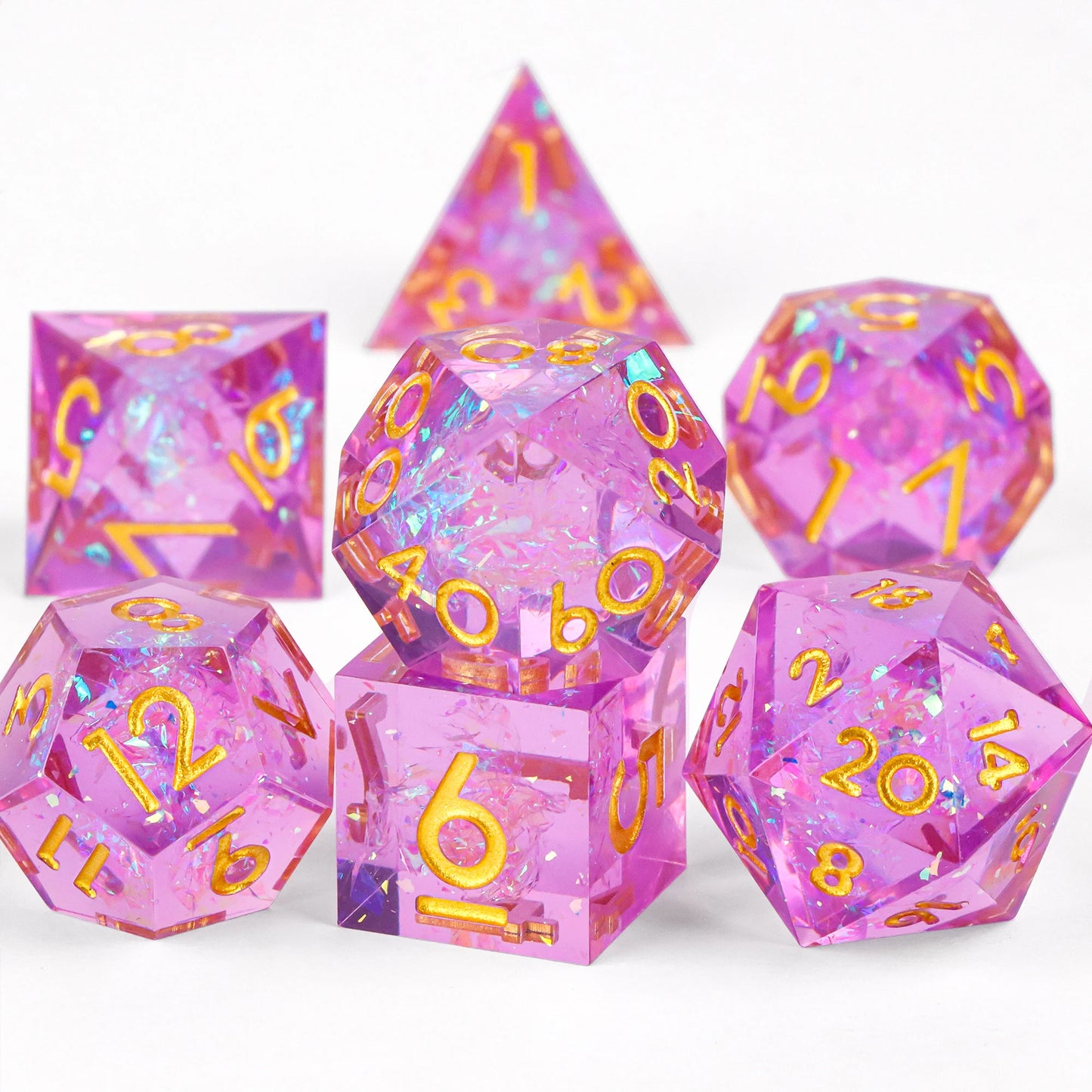 DnD Handmade Resin Dice, Polyhedral Dice Set for Dungeons and Dragons, d and d dice, Sharp Edged Resin D&D Dice, D20 Dice