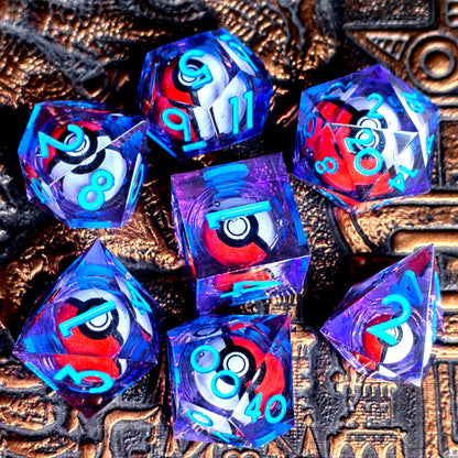 DnD Dice Set with Spinning Dragon Eye Core, 7-Piece Polyhedral , Light Purple Dice for Dungeons & Dragons, RPG Tabletop Games