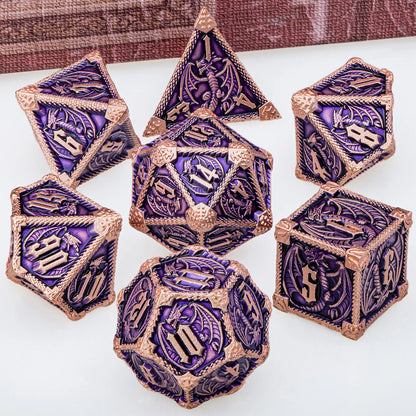 DND Dice Metal Dragon Dice Set Dungeon and Dragon D&D Polyhedral Dice RPG D and D Role Playing Games D20 D12 D10 D8 D6