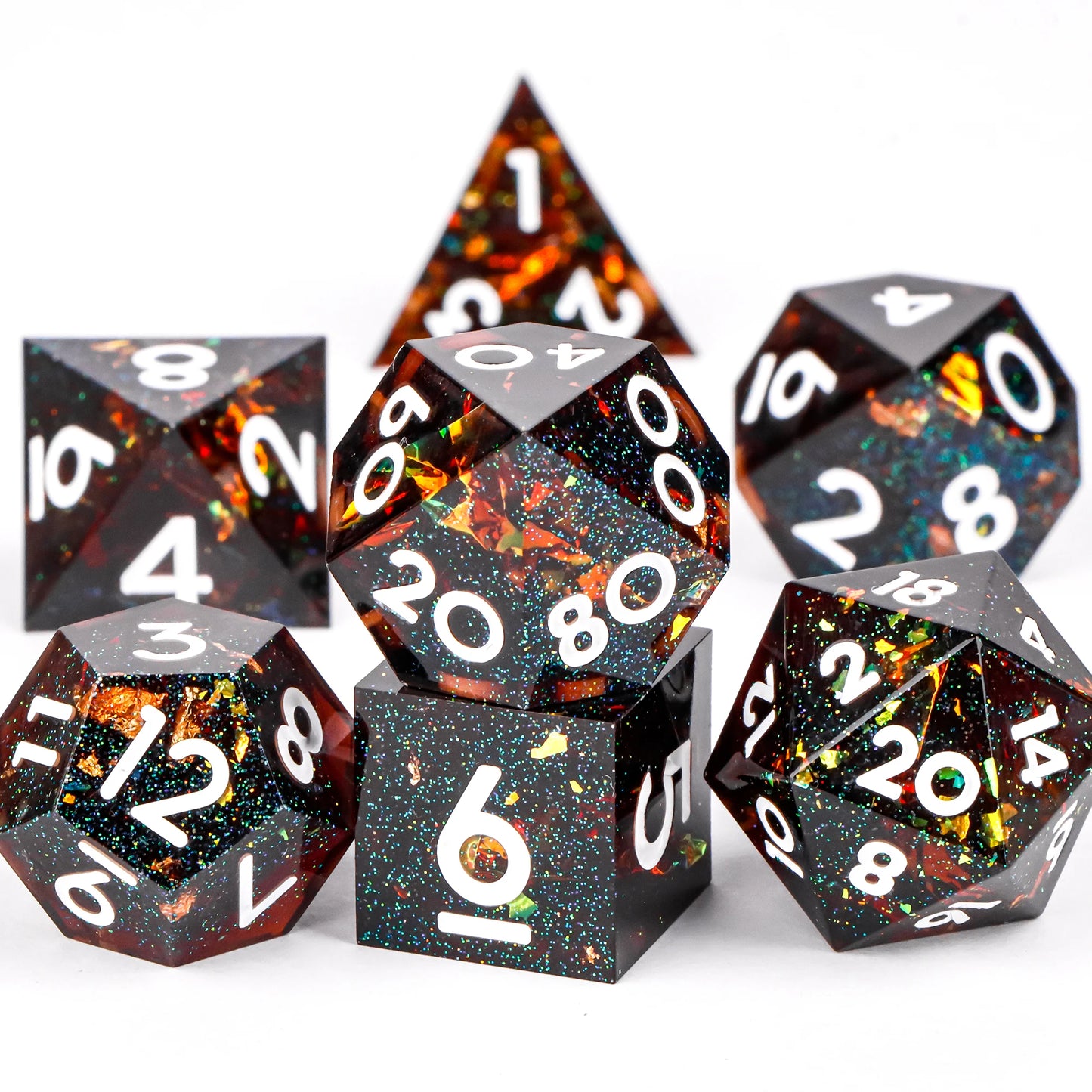 DnD Handmade Resin Dice, Polyhedral Dice Set for Dungeons and Dragons, d and d dice, Sharp Edged Resin D&D Dice, D20 Dice