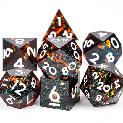 DnD Handmade Resin Dice, Polyhedral Dice Set for Dungeons and Dragons, d and d dice, Sharp Edged Resin D&D Dice, D20 Dice