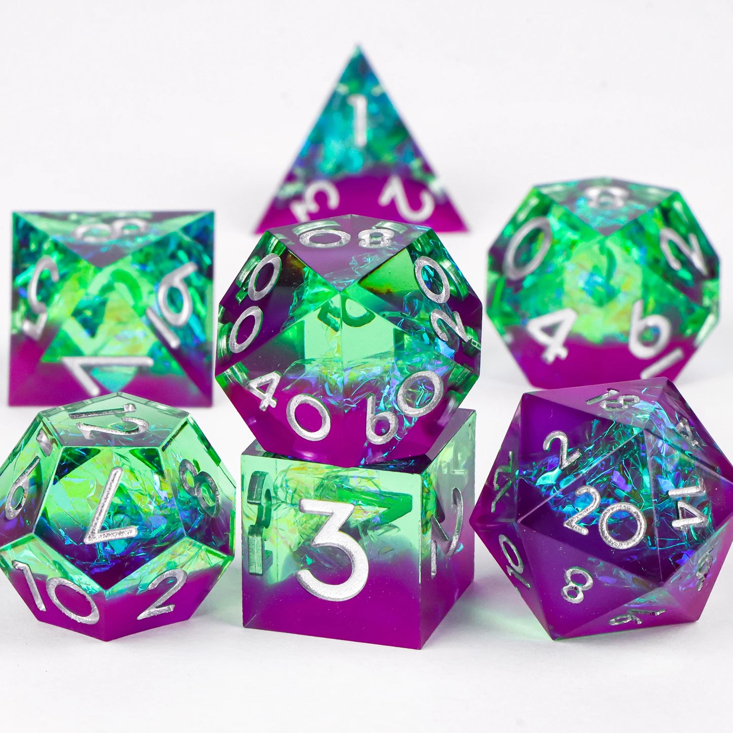 DnD Handmade Resin Dice, Polyhedral Dice Set for Dungeons and Dragons, d and d dice, Sharp Edged Resin D&D Dice, D20 Dice