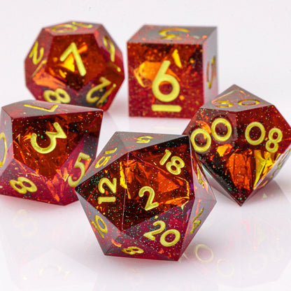 DnD Handmade Resin Dice, Polyhedral Dice Set for Dungeons and Dragons, d and d dice, Sharp Edged Resin D&D Dice, D20 Dice