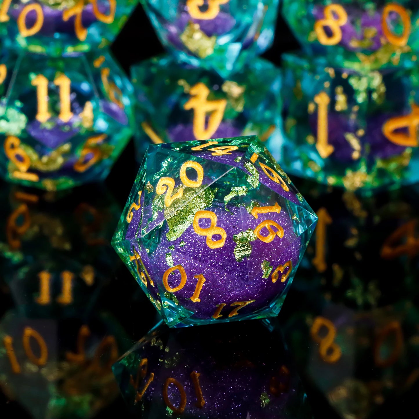 Handmade Resin Sharp Edge D&D Dice for Dungeons and Dragon Tabletop Games, Black Dice Polyhedral D&D Dice