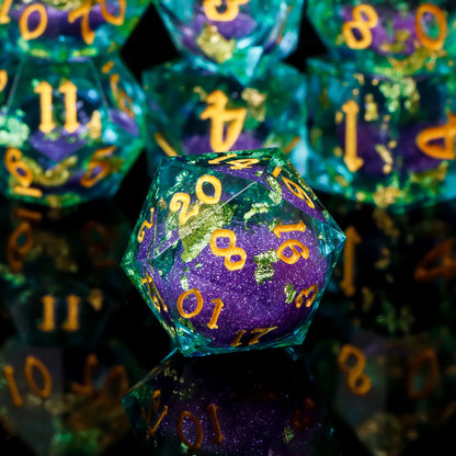 Handmade Resin Sharp Edge D&D Dice for Dungeons and Dragon Tabletop Games, Black Dice Polyhedral D&D Dice