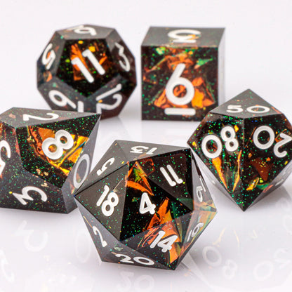 DnD Handmade Resin Dice, Polyhedral Dice Set for Dungeons and Dragons, d and d dice, Sharp Edged Resin D&D Dice, D20 Dice