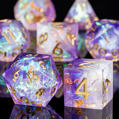 DnD Handmade Resin Dice, Polyhedral Dice Set for Dungeons and Dragons, d and d dice, Sharp Edged Resin D&D Dice, D20 Dice