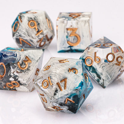 DnD Handmade Resin Dice, Polyhedral Dice Set for Dungeons and Dragons, d and d dice, Sharp Edged Resin D&D Dice, D20 Dice