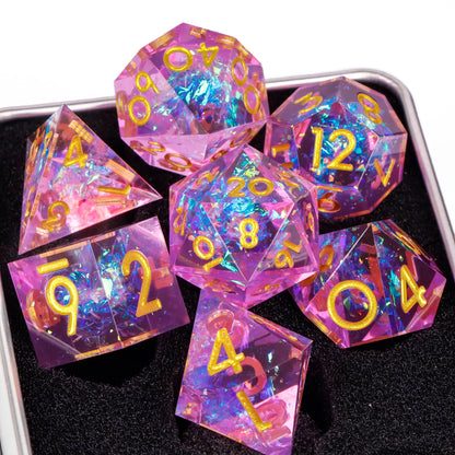 Handmade Resin Sharp Edge D&D Dice for Dungeons and Dragon Tabletop Games, Black Dice Polyhedral D&D Dice