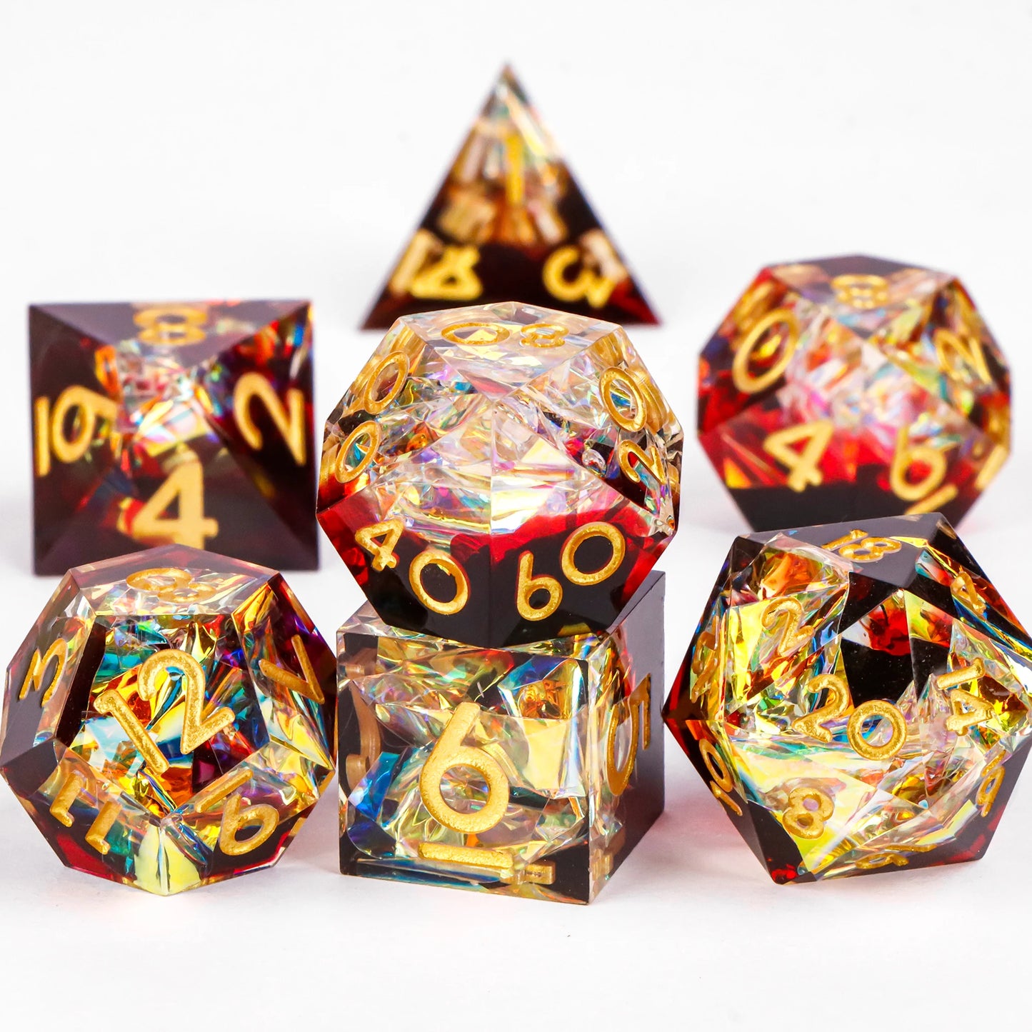 DnD Handmade Resin Dice, Polyhedral Dice Set for Dungeons and Dragons, d and d dice, Sharp Edged Resin D&D Dice, D20 Dice