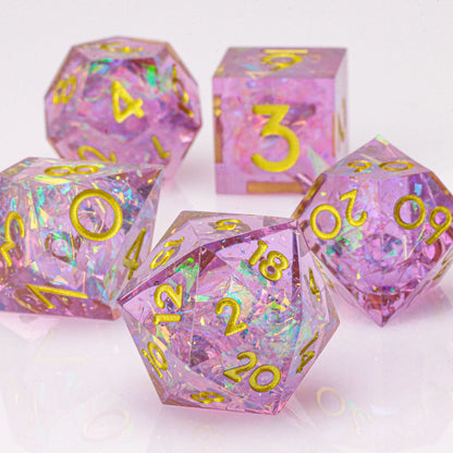 DnD Handmade Resin Dice, Polyhedral Dice Set for Dungeons and Dragons, d and d dice, Sharp Edged Resin D&D Dice, D20 Dice