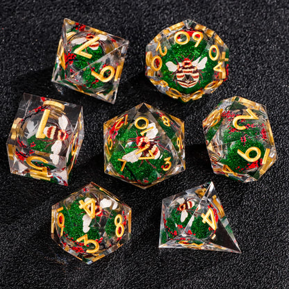 Handmade Resin Sharp Edge D&D Dice for Dungeons and Dragon Tabletop Games, Black Dice Polyhedral D&D Dice
