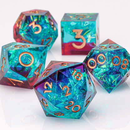 DnD Handmade Resin Dice, Polyhedral Dice Set for Dungeons and Dragons, d and d dice, Sharp Edged Resin D&D Dice, D20 Dice