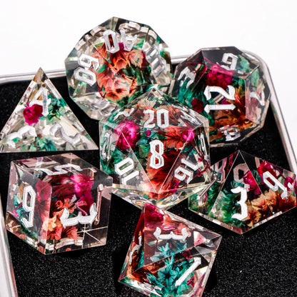 Handmade Resin Sharp Edge D&D Dice for Dungeons and Dragon Tabletop Games, Black Dice Polyhedral D&D Dice
