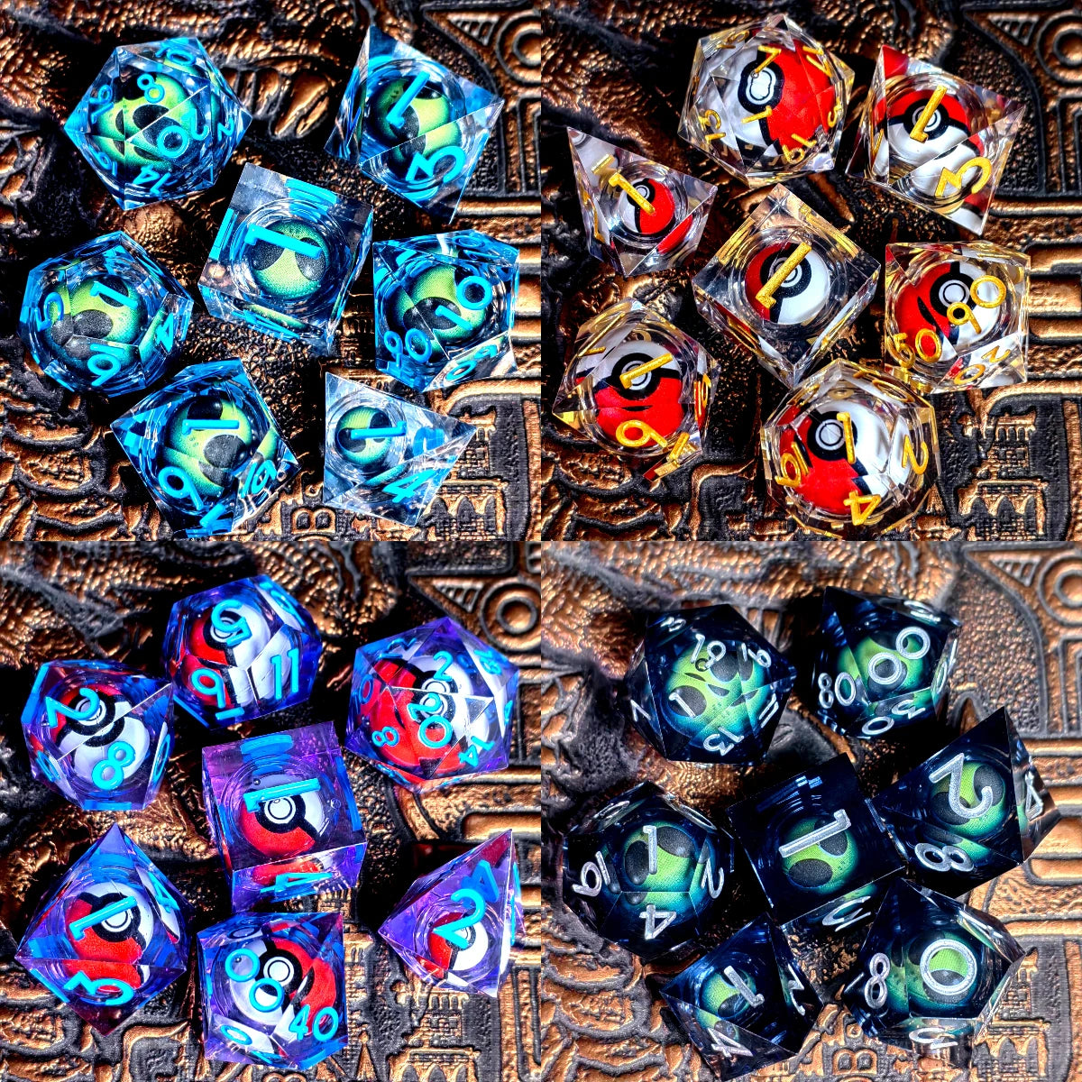 DnD Dice Set with Spinning Dragon Eye Core, 7-Piece Polyhedral , Light Purple Dice for Dungeons & Dragons, RPG Tabletop Games