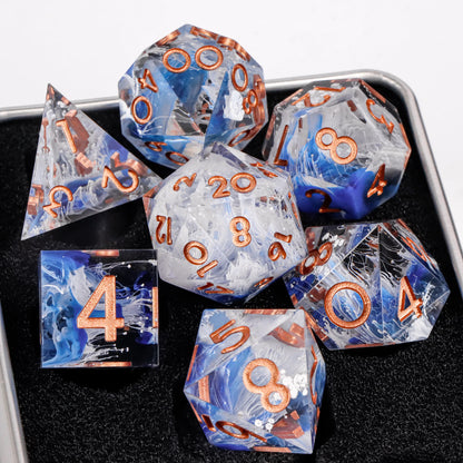 Handmade Resin Sharp Edge D&D Dice for Dungeons and Dragon Tabletop Games, Black Dice Polyhedral D&D Dice