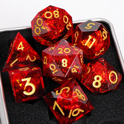 Handmade Resin Sharp Edge D&D Dice for Dungeons and Dragon Tabletop Games, Black Dice Polyhedral D&D Dice